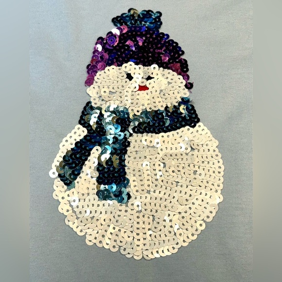 NWT J. Crew Crewcuts Long-Sleeved Blue Sequin Snowman Graphic Tee, Size XS (4-5) - Picture 2 of 9
